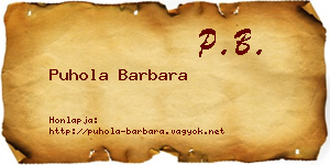 Puhola Barbara névjegykártya